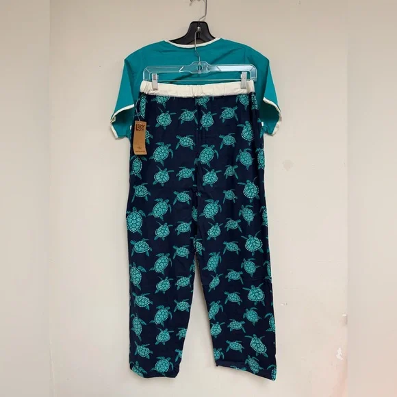 Lazy One Turquoise and Navy Turtle Pajama Set - Picture 2 of 3
